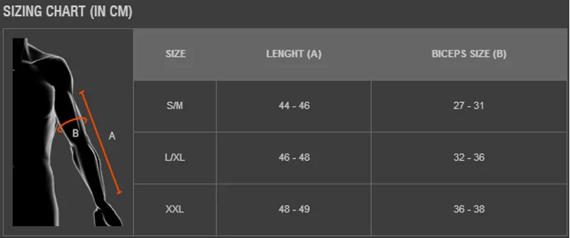 X Bionic Arm Warmer Size Chart